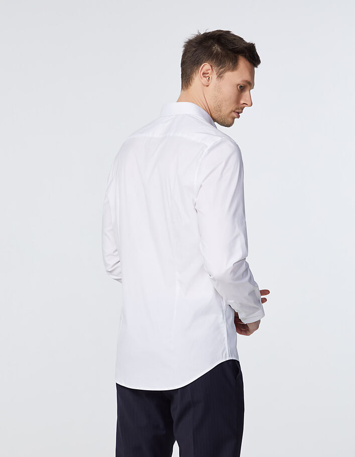 Men’s white SLIM shirt with navy piping - IKKS