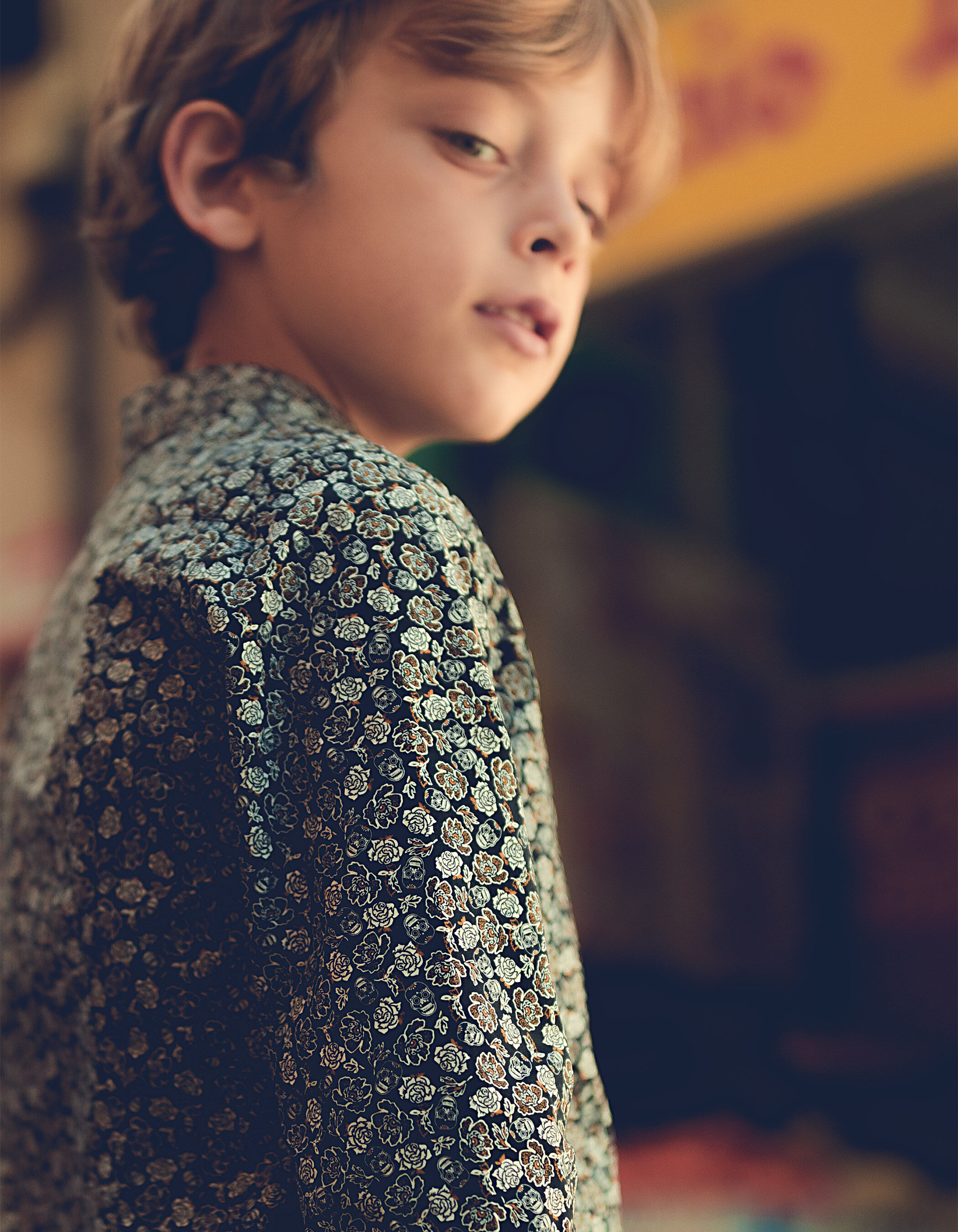 Chemise noire imprim fleurs et calaveras gar on
