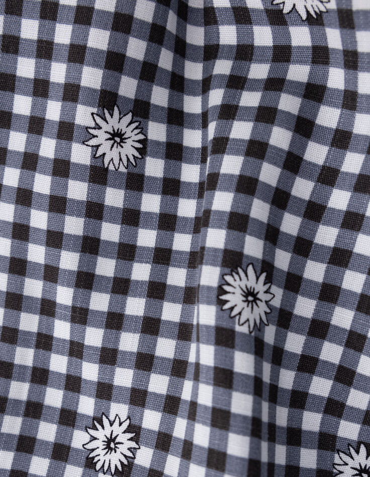 Jupe-short noire imprimé vichy et fleurs fille-8