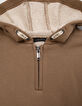 Sudadera color arena capucha y cuello cremallera niño -3
