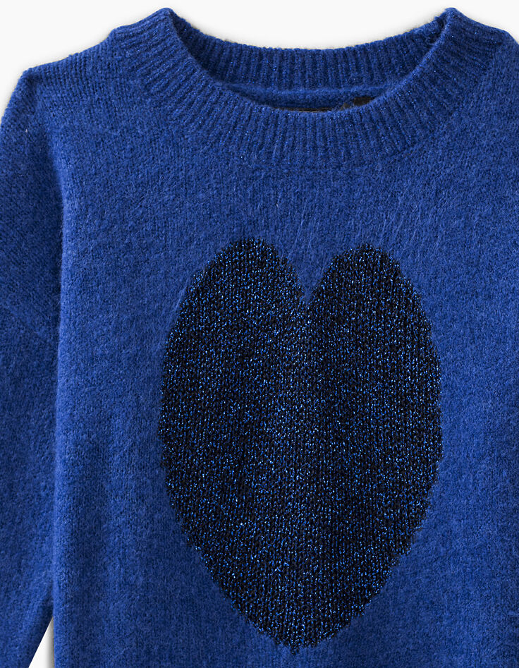 Jersey azul eléctrico tricot acanalados purpurinas niña-3