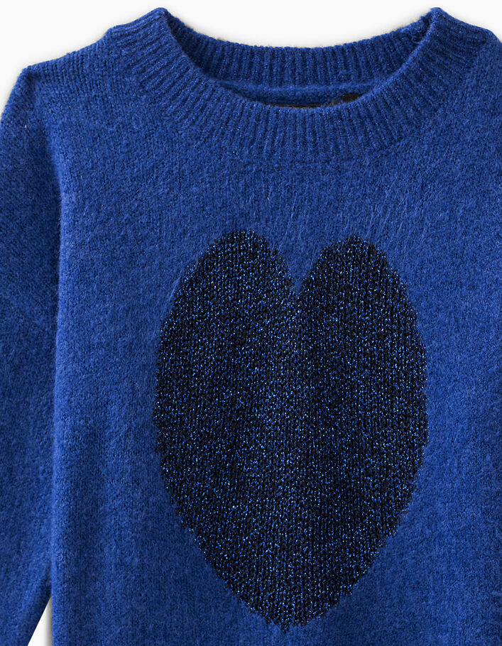 Girls’ electric blue glittery rib trim knit sweater - IKKS