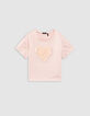T-shirt rose coton bio coeur en relief fille-3