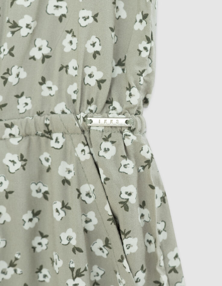 Combishort vert imprimé floral d'été fille-7