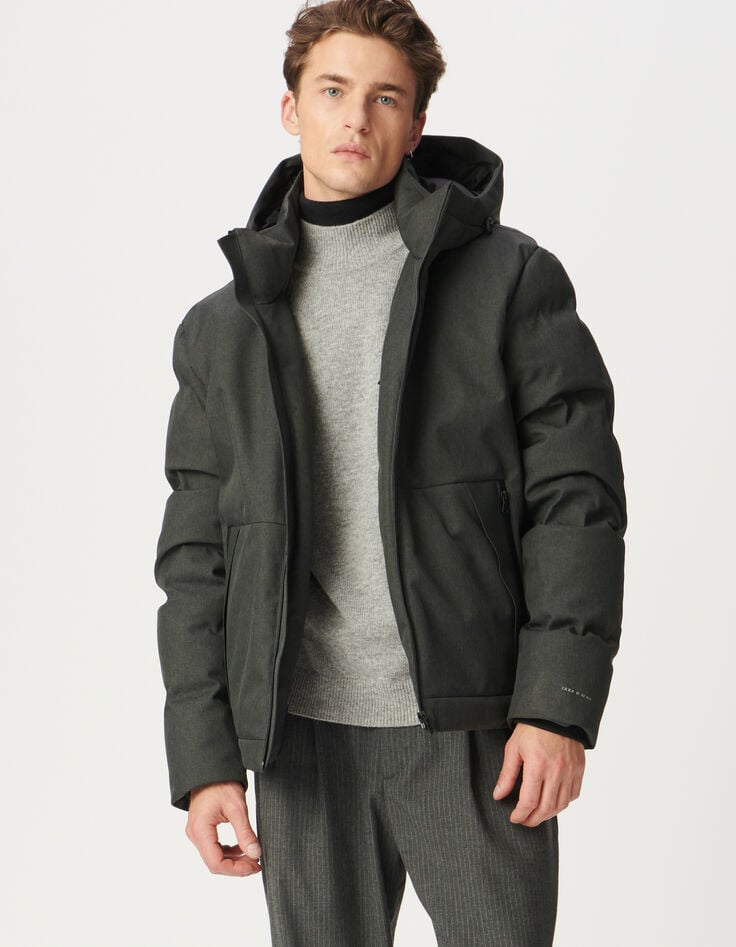 Grijze pufferjas WATERPROOF kap Heren-2