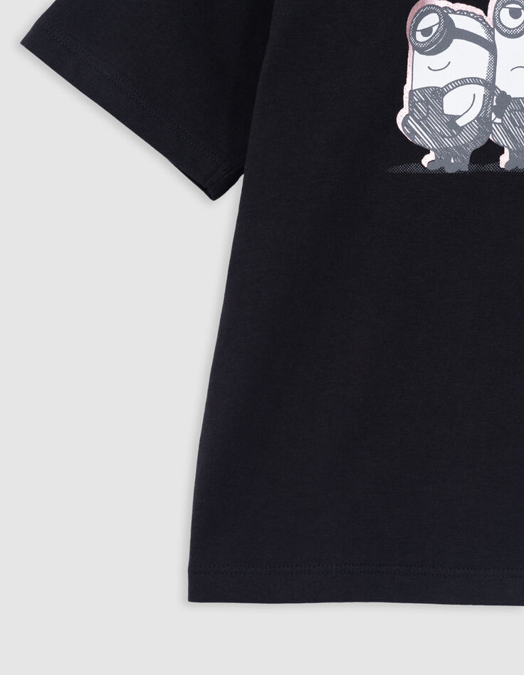 T-shirt noir coton bio visuel print foil MINIONS fille-4 T-shirt noir coton bio visuel print foil MINIONS fille-4