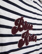 Tee-shirt gris chiné rayé broderie bouclette Femme-4