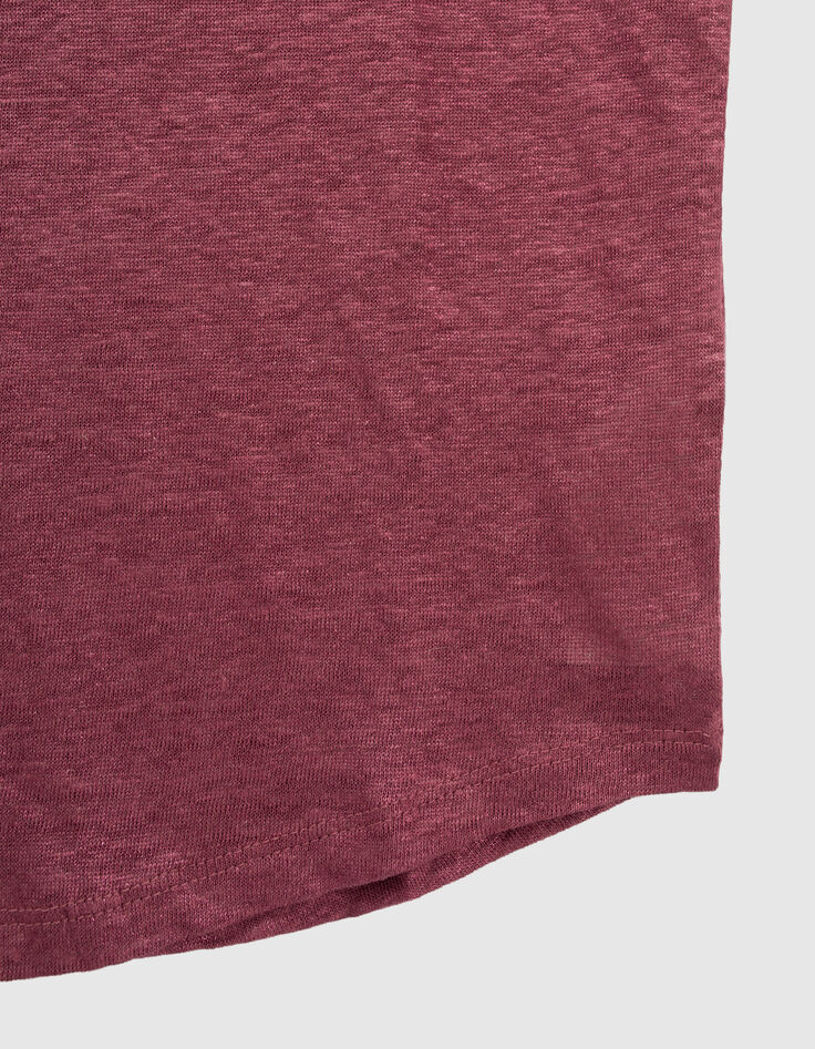 Tee-shirt en lin foil coloris fuchsia femme-4