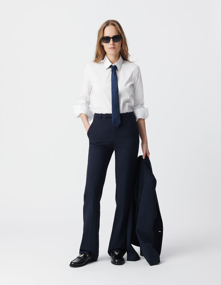 Marine geklede flare broek milanotricot Dames-11