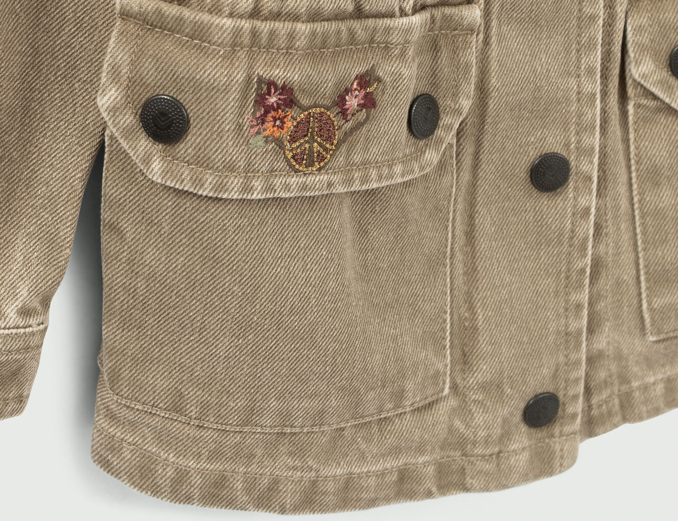 Girls’ light khaki Terra Denim safari jacket, P&L back - IKKS-5