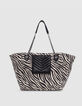 Winkeltas 1440 ecru canvas zebrapatroon XL Dames-2