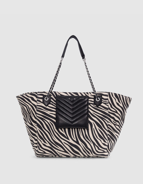 Einkaufstasche 1440 ecru Canvas Zebramuster Größe XL Damen - IKKS