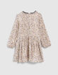 Robe beige imprimé fleurs fille-3