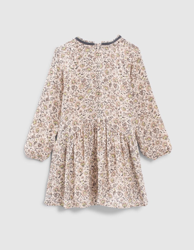 Robe beige imprimé fleurs fille-3