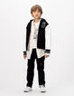 Blouson réversible esprit teddy noir et gris garçon-3
