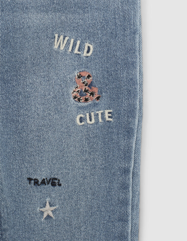 Jean straight stone blue avec broderies fille-6 Jean straight stone blue avec broderies fille-6