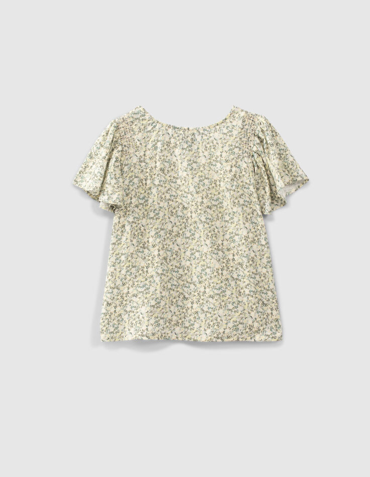 Cremewei&szlig;e M&auml;dchenbluse aus Ecovero&reg; mit Blumenprint -3