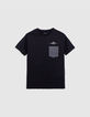 Boy's black chest pocket T-shirt-1