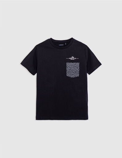 Boy's black chest pocket T-shirt - IKKS