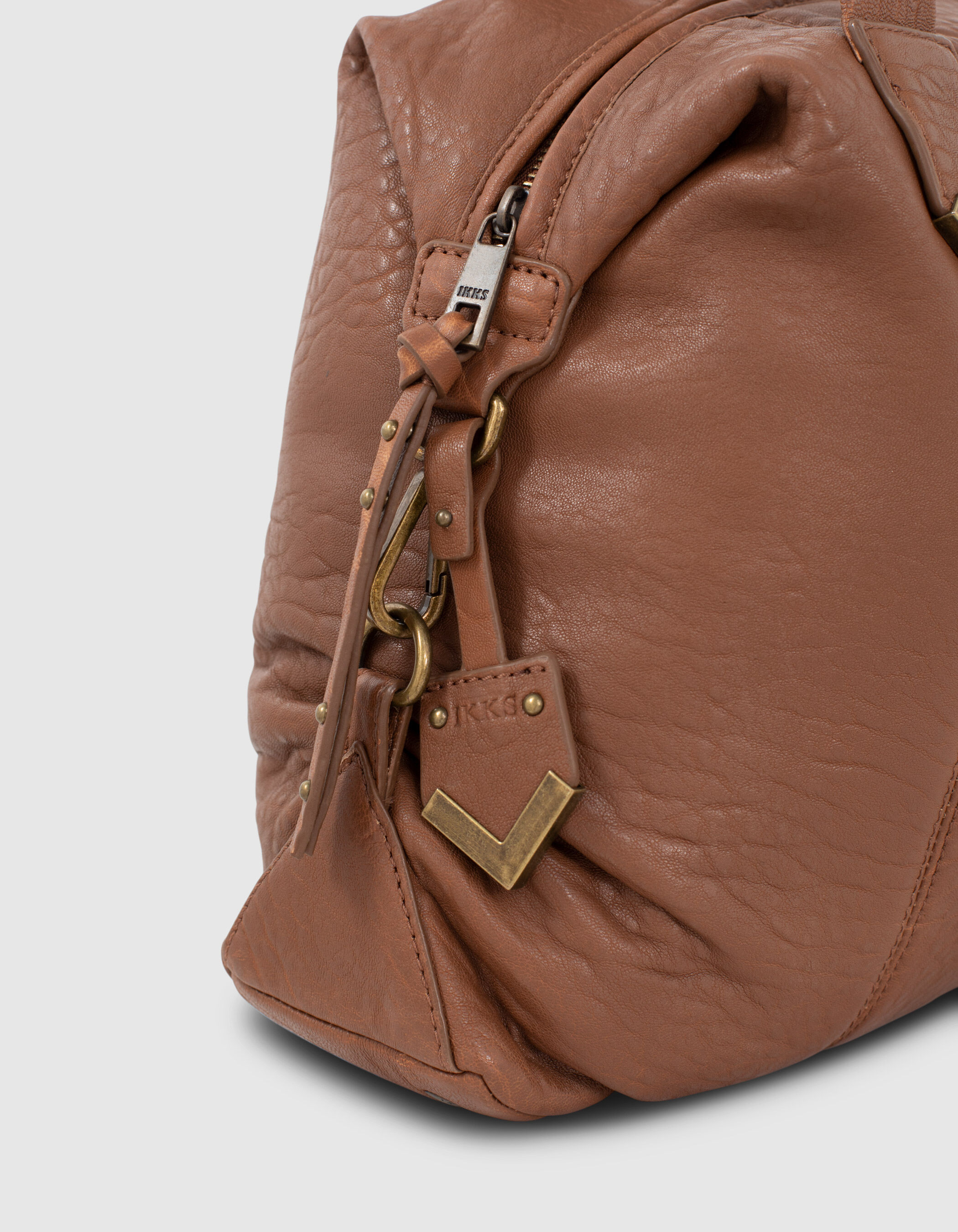 Tas The Captain Military in camel bubble leer dames