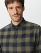 Camisa cuadros slim caqui y negro hombre-5