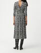 Zwarte maxi jurk LENZING&trade; ECOVERO&trade; minimale bloemenprint Dames-3