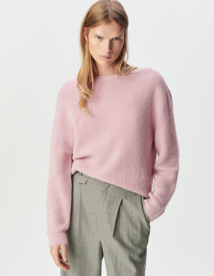 Cardigan rose tricot réversible devant/dos Femme-2