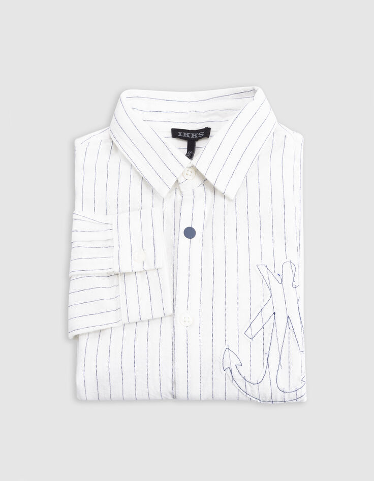 Chemise crème motifs rayures maxi ancre garçon-6