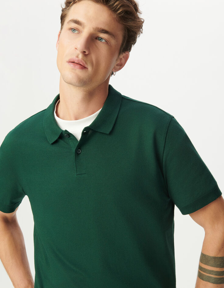 Gr&uuml;nes Herrenpolohemd Baulwollmodal kurze &Auml;rmel-1