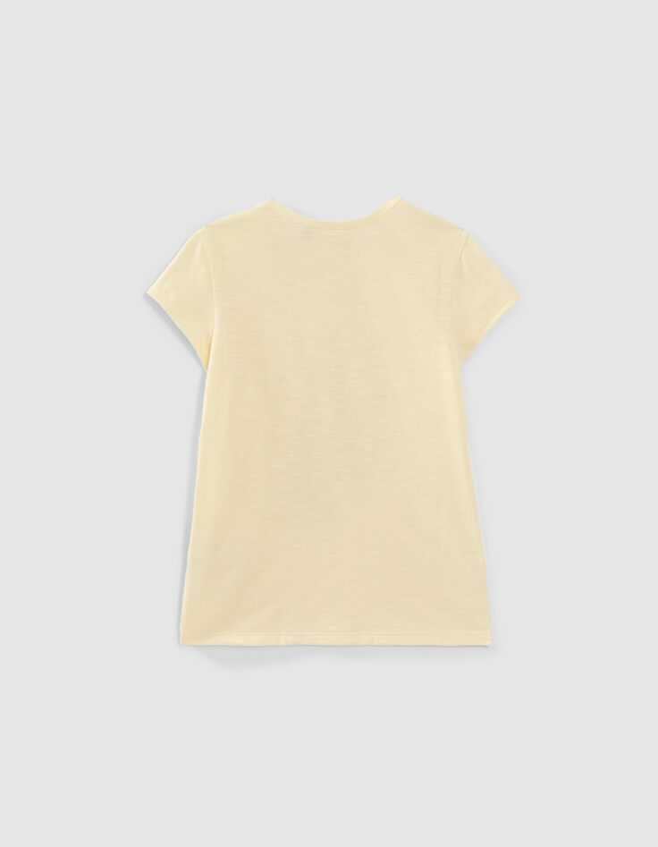 T-shirt jaune coton bio visuel sandales fille-2