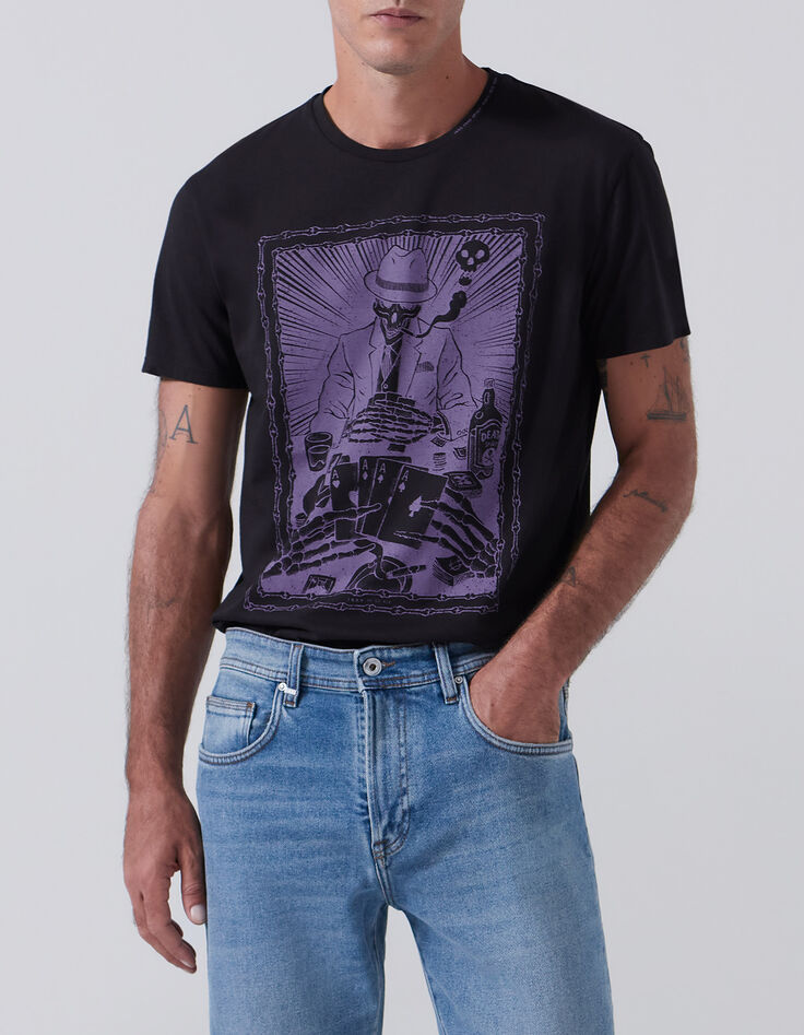 Zwart T-shirt opdruk kaartspel Heren-1 Zwart T-shirt opdruk kaartspel Heren-1