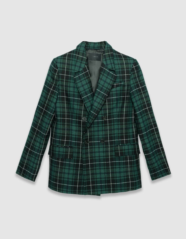 Grüne Damen-Oversize-Jacke Karos-6 Grüne Damen-Oversize-Jacke Karos-6