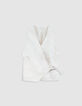Women's ecru denim cross-over top-5