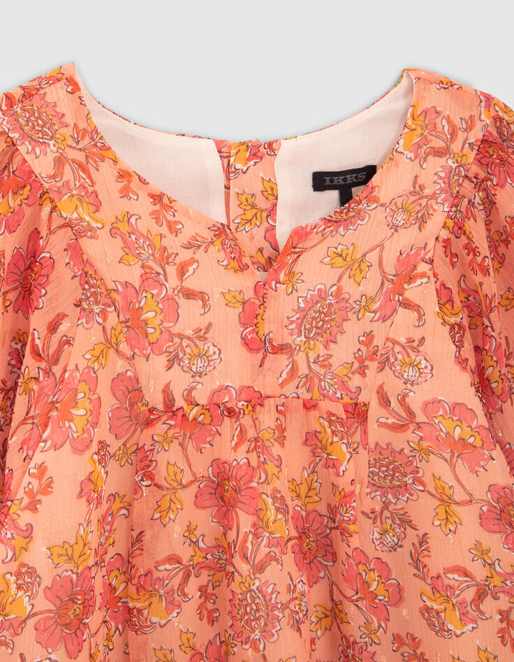 Vloeiende oranje blouse print meisjes-2