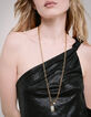 Collar largo &aacute;ncora amarillo colgante negro-5