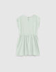 Robe aqua Essentiel brodée en coton bio fille-3
