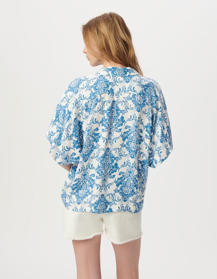 Chemise LENZING™ ECOVERO™ imprimé faïence bleu Femme-3