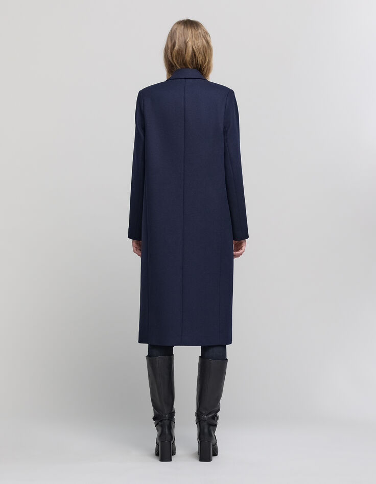 Women's long navy pea coat-3