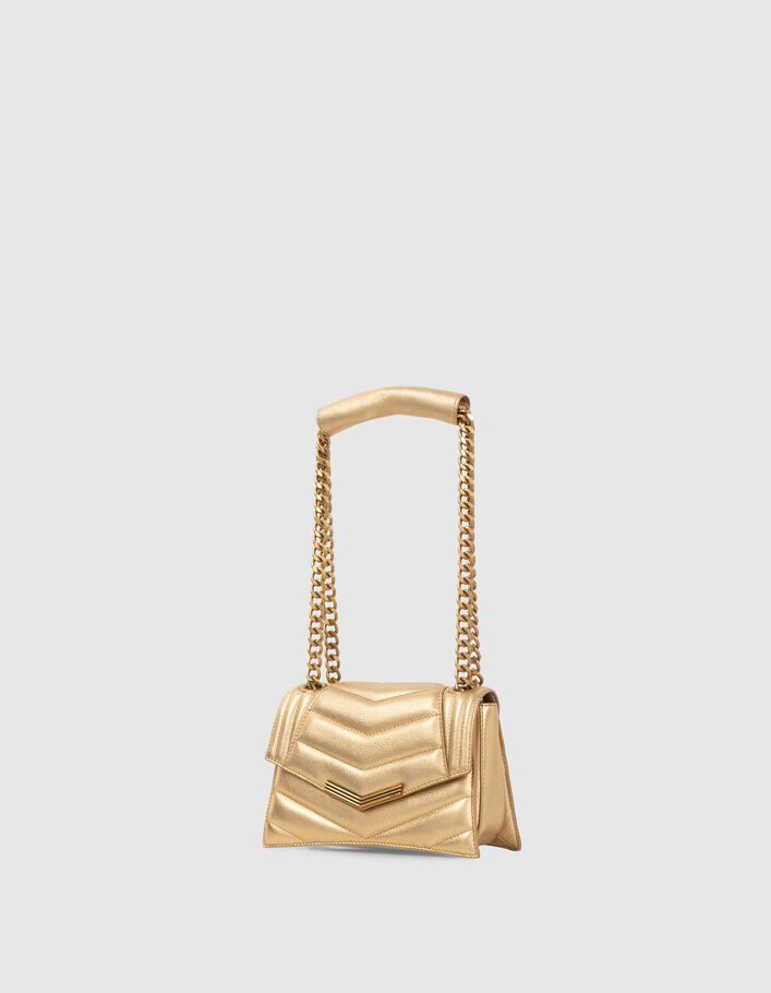 Damentasche THE 1 glitter aus goldfarbenem Metallic-Leder Größe S - IKKS