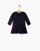 Robe maille marine brodée cœurs bébé fille-2