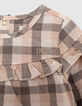 Blouse écrue à carreaux avec volant bébé fille-2