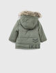 Parka caqui claro forrada con capucha bebé niño -4
