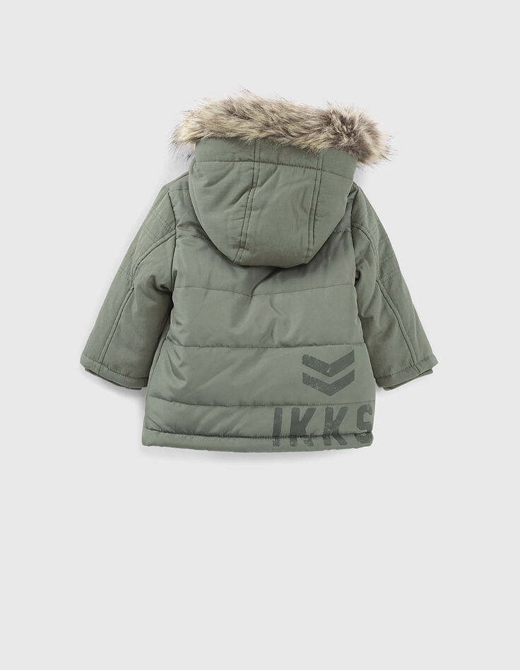 Parka caqui claro forrada con capucha bebé niño -4