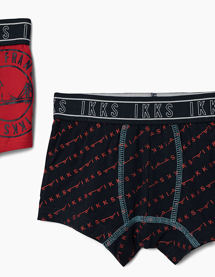 Boy’s navy and medium red boxers  - IKKS