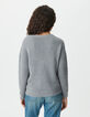 Graue Damen-Wendestrickjacke vorne/hinten-5