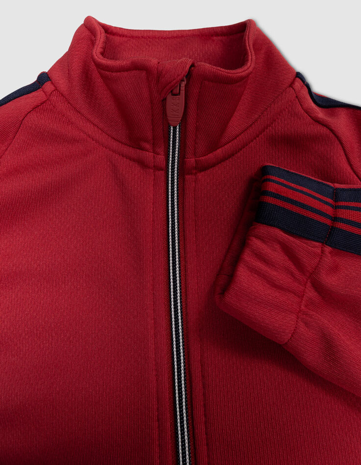 Cardigan zippé rouge rayures marine garçon-3