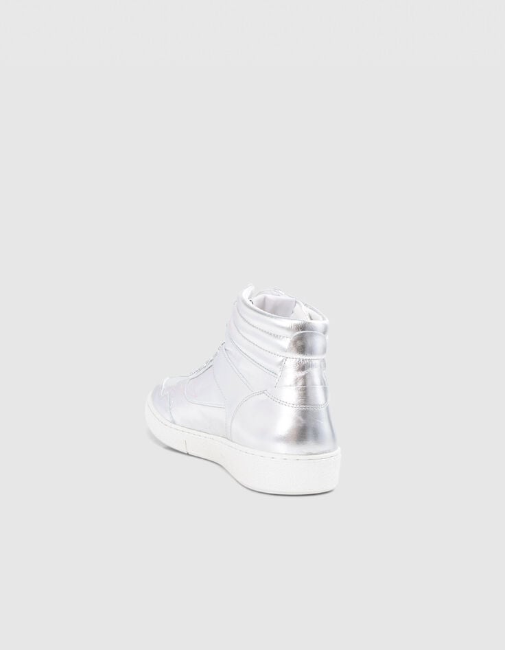 Sneakers montantes silver cuir métallisé Femme-3