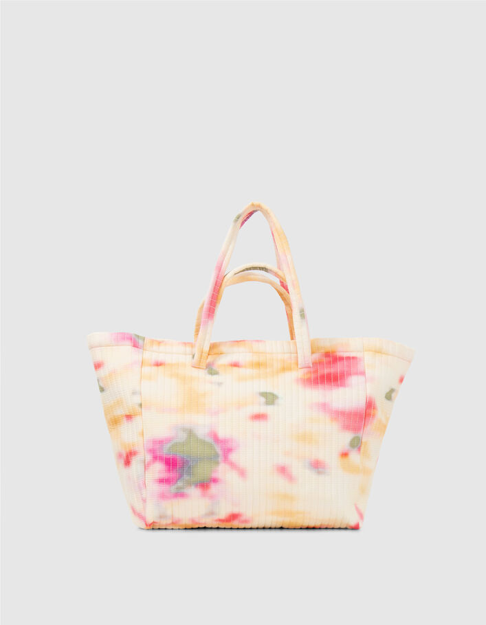Oversized fuchsia quilt shopper tie and dye motief Dames-3