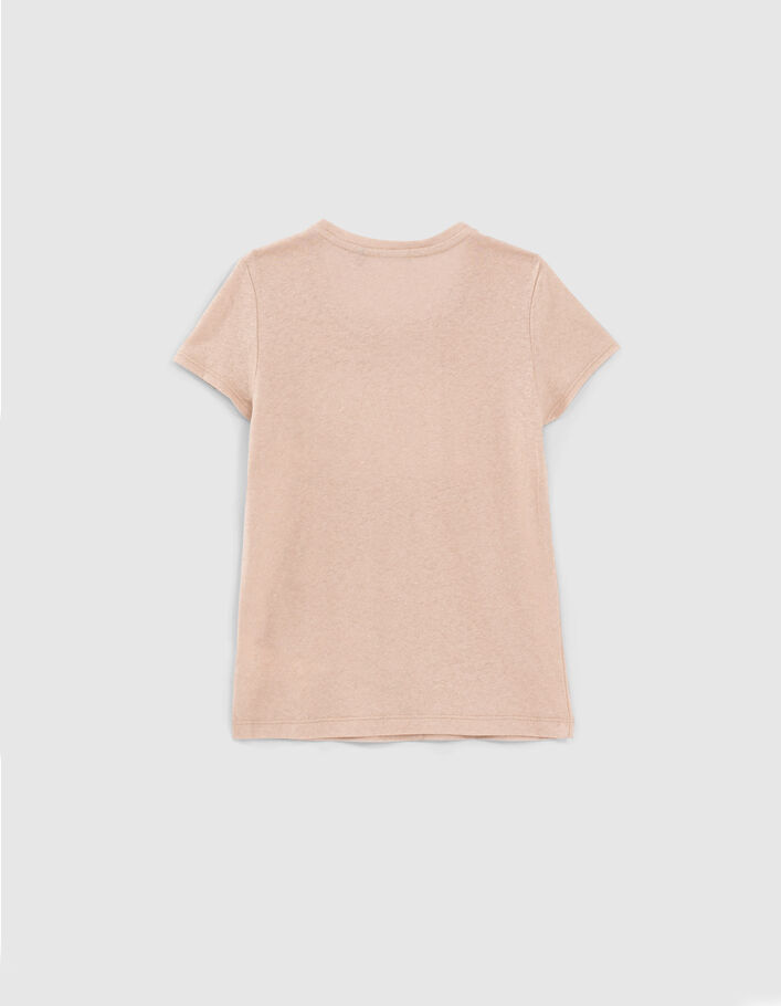 Girls’ champagne T-shirt with glittery embroidered letters - IKKS