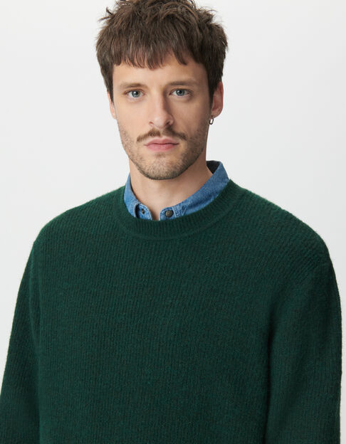 Pull hiver vert tricot mousseux Homme - IKKS